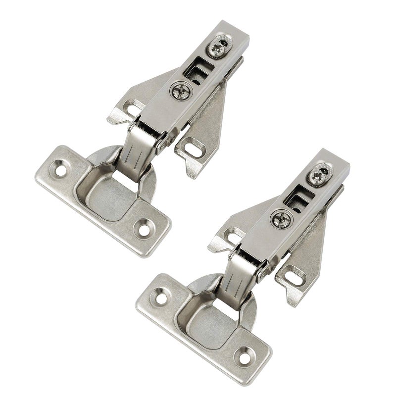 Probrico 1 Pairï¼ˆ2 Packï¼‰ Kitchen Cabinet Hinges for Face Frame Cabinet, Concealed Cabinet Hinges Brushed Satin Nickel with Mounting Screws - Image 1